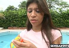 teenie tiny latina teen takes on a massive colombian pounding session