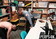 how did the twink suspect suck the officer's cock?