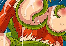 Monstros alienígenas amarram mulheres espaciais para foda selvagem neste webcomic safado.