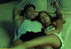 Cute girl gives boyfriend a handjob