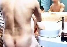 Gay asian couple bareback fucks handsome twink