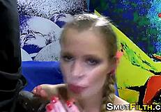 Hardcore European whores dominate with bizarre blowbang and bukkake facials