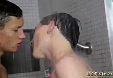Hot gay twink bareback sex in the bathroom!