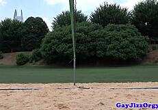 Sports Jock Cumcovered After Sucking Cock In Outdoor Orgy