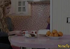 Flat Teen Blonde Swallows Cum From Big Cock in Hardcore Scene