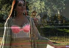 Stockinged milf babe enjoys outdoor fantasy adventure