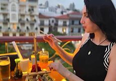 BLOWJOB in RESTAURANT, public OUTDOOR amateurs anime hentai action with intense sucking and licking