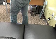 Rough sloppy blowjob backstage