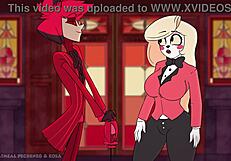 Charlie morningstar roughly fucks alastor in a hotel creampie during early morning