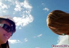 Bizarre Enema Fetish Babes Rimming On Beach