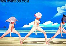 Honkai star rail clara&march 7th&silverwolf hentai mmd