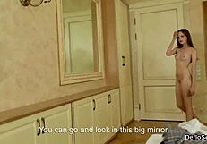 passionate kitten deflowers slim trimmed pussy to intense orgasm