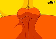 marge on a nude beach in this simpsons hentai animation... what a wild scene