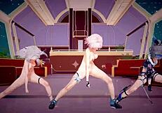 Honkai star rail clara&march 7th&silverwolf hentai mmd