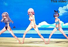 Honkai star rail clara&march 7th&silverwolf hentai mmd