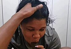 Chubby Teen Worships Big Black Cock in Gaping Ass Blowjob Session