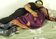 Married housewife gets padosan and boyfriend in action in the bedroom