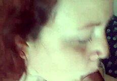 Redhead girlfriend sucks monster cock and gets cum on tits