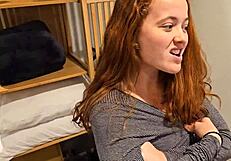 Redheaded step daughter drains my balls on her tits