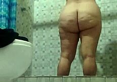 Hidden Camera In Shower Spying On Mature Stepmother?