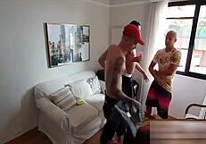 Brazilian Twinks And Bodybuilder Erick Diaz Flash In Dorm Orgy Exhibition