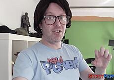 yorkshire geek gets tricked into first time blowjob from tattooed brit