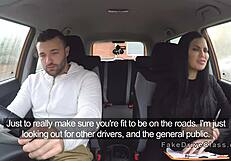 big tits examiner fucks muscled guy in public