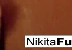 Russian beauty Nikita gives a hardcore POV blow and foot job with a great cumshot