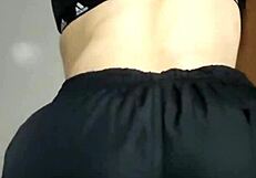 Colombian petite gym friend Estefani turns into hot anal slut at home.