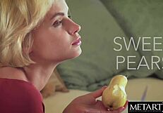 Petite Blonde Strips Naked for Neighbor's Closeup Masturbation.