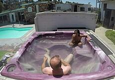 dayanara gets wild in a hot tub pov scene