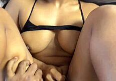 Christmas gift exchange turns into hot sex scene between best friends Ebony and Big black cock
