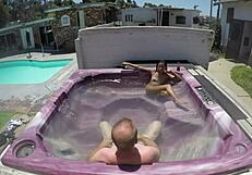 dayanara gets wild in a hot tub pov scene