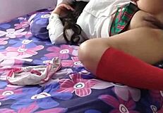 did this cute 18 yo mexican student show her big virgin ass for grades? she masturbates and squirts!