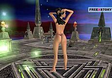 3D animated cartoon of a girl's pussy being licked