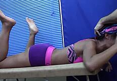 Paola undergoes deepthroat training with sloppy blowjob, spitting, and throat massage to improve her skills