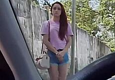 Risky public handjob while asking a hot stranger for directions