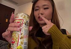 asian amateur deepthroats big cock, squirting and cumshot fucking