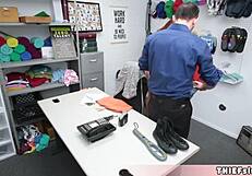 Redhead teen bent over for mall cop