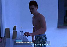 in the gym, naked milf with big tits and small nipples gets monster cock in 3d cartoon bed scene.