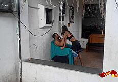 Skinny teen gives bareback assfuck to stepfather with a shaven head