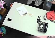 Redhead teen bent over for mall cop