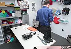 Redhead teen bent over for mall cop