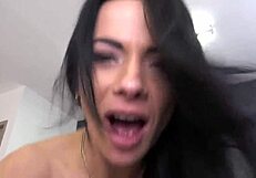 monster facial covers petite hottie with big tits, cum everywhere