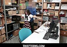 petite asian teen jasmine grey strips and fucks burglar in store