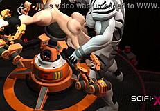 Busty sexy blonde explores extreme sex with an android in the sci-fi lab