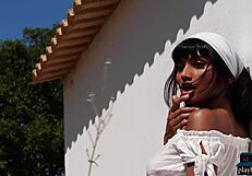 Curvy Indian Milf Model Angel Constance Strips Fully Naked Outdoor for Playboy