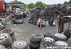 Hot fit teen takes it deep in her booty at junk junction. Check this wild outdoor anal action!