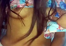 Daddy's girl gets her natural tits groped in homemade video