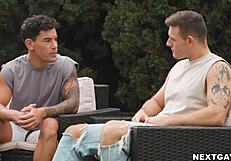 Gorgeous gay sex scene with JC Hunt and Ryer Owens in hardcore shower action